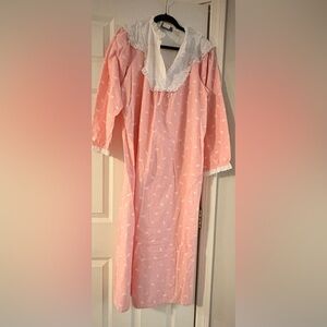 Lanz of Salzburg Vintage Flannel Granny Nightgown Pink Sheep Size Large